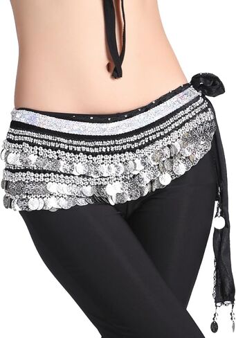 ZLTdream الرقص الشرقي وشاح الورك الغجر حزام تنورة العملات المعدنية للنساء الهذيان الزي الرقص هالوين زي in Kuwait