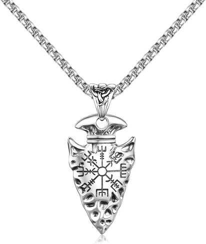 StoryEtain الفايكنج السهم قلادة للرجال 925 فضة السهم قلادة الفايكنج رمز مجوهرات خمر هدية للزوج صديقها in Kuwait