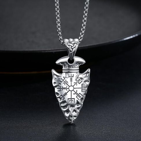 StoryEtain الفايكنج السهم قلادة للرجال 925 فضة السهم قلادة الفايكنج رمز مجوهرات خمر هدية للزوج صديقها in Kuwait