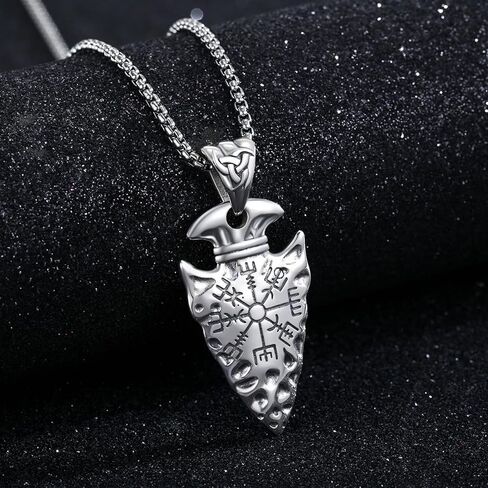 StoryEtain الفايكنج السهم قلادة للرجال 925 فضة السهم قلادة الفايكنج رمز مجوهرات خمر هدية للزوج صديقها in Kuwait