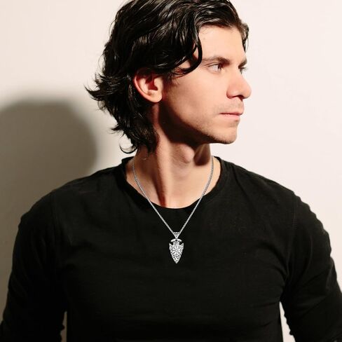 StoryEtain الفايكنج السهم قلادة للرجال 925 فضة السهم قلادة الفايكنج رمز مجوهرات خمر هدية للزوج صديقها in Kuwait