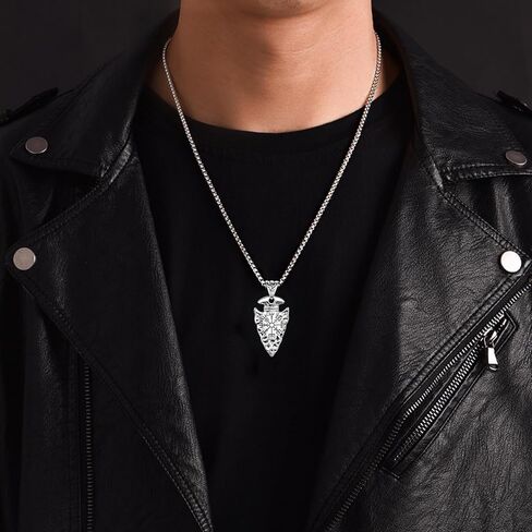 StoryEtain الفايكنج السهم قلادة للرجال 925 فضة السهم قلادة الفايكنج رمز مجوهرات خمر هدية للزوج صديقها in Kuwait