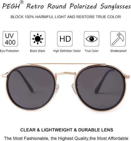 PEGH نظارات شمسية مستقطبة دائرية كلاسيكية UV400 ذات جسر مزدوج PH2227 in Saudi Arabia