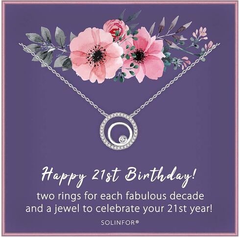 SOLINFOR 21st Birthday Gifts for Her - Sterling Silver Jewelry with Gift Wrapping, Card - 21 Year Old Necklace Gift for Women, Best Friend, Daughter in Kuwait