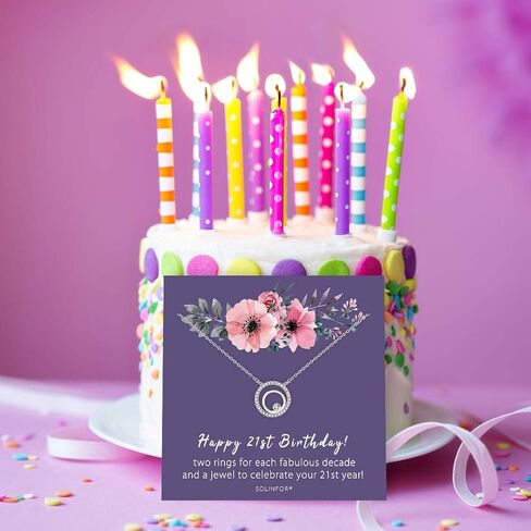 SOLINFOR 21st Birthday Gifts for Her - Sterling Silver Jewelry with Gift Wrapping, Card - 21 Year Old Necklace Gift for Women, Best Friend, Daughter in Kuwait
