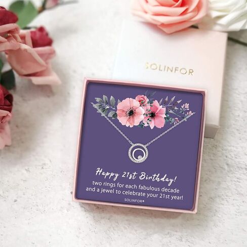 SOLINFOR 21st Birthday Gifts for Her - Sterling Silver Jewelry with Gift Wrapping, Card - 21 Year Old Necklace Gift for Women, Best Friend, Daughter in Kuwait