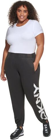 DKNY Women's Plus Size Distressed Crackle Logo Pigment Dyed Jogger in Saudi Arabia