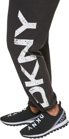 DKNY Women's Plus Size Distressed Crackle Logo Pigment Dyed Jogger in Saudi Arabia