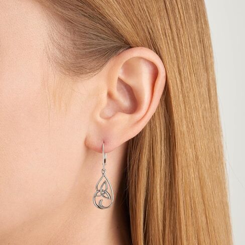 Morgan & Paige Celtic Knot Dangle Earrings for Women - 925 Sterling Silver Drop Earring Design, Lightweight and Hypoallergenic for Sensitive Ears with Secure Clasp in Saudi Arabia