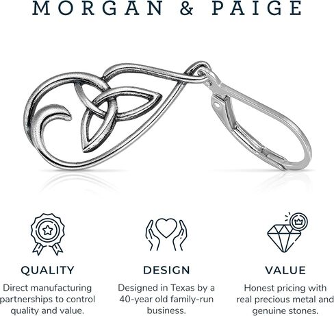 Morgan & Paige Celtic Knot Dangle Earrings for Women - 925 Sterling Silver Drop Earring Design, Lightweight and Hypoallergenic for Sensitive Ears with Secure Clasp in Saudi Arabia