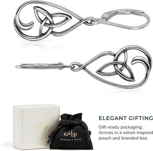 Morgan & Paige Celtic Knot Dangle Earrings for Women - 925 Sterling Silver Drop Earring Design, Lightweight and Hypoallergenic for Sensitive Ears with Secure Clasp in Saudi Arabia