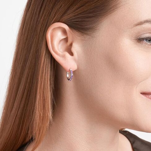 Dainty 925 Sterling Silver Gemstone Birthstone Demi Fine Hoop Earrings in Saudi Arabia