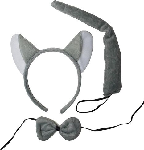 Kirei Sui Kids Gray Wolf Headband Bowtie Tail 3pcs Costume in Saudi Arabia