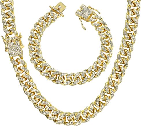 CASSIECA رجل الكوبي ربط سلسلة الذهب والفضة بلينغ ميامي الكوبي قلادة سوار مجموعة سلسلة الماس للرجال مثلج خارج الهيب هوب مجوهرات in Kuwait