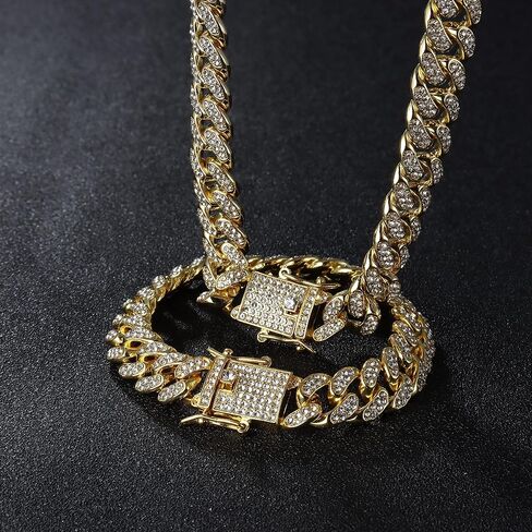CASSIECA رجل الكوبي ربط سلسلة الذهب والفضة بلينغ ميامي الكوبي قلادة سوار مجموعة سلسلة الماس للرجال مثلج خارج الهيب هوب مجوهرات in Kuwait