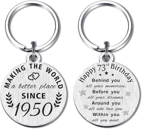 ABNTY 73rd Birthday Gifts for Women Men, 73 Year Old Birthday Keychain, Born in 1950 Gifts, 1950 Birthday Decorations in Saudi Arabia