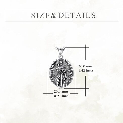 YONFQE سانت جوزيف قلادة من الفضة الاسترليني سانت جوزيف قلادة سانت جوزيف وسام المجوهرات هدية للرجال الأولاد in Kuwait
