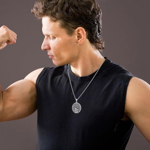 YONFQE سانت جوزيف قلادة من الفضة الاسترليني سانت جوزيف قلادة سانت جوزيف وسام المجوهرات هدية للرجال الأولاد in Kuwait