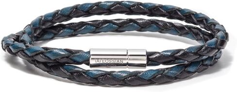 سوار رجالي من الفضة الإسترلينية مزدوج التغليف بلونين من تاتوسيان، أزرق وأسود، مقاس كبير 41 سم in Kuwait