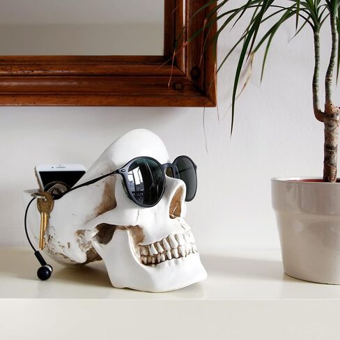 Suck UK Key Gothic Bowl | Skeleton Ring Earring Holder Skull Desktop Organizer & Goth Decor Jewelry Dish, White in Kuwait