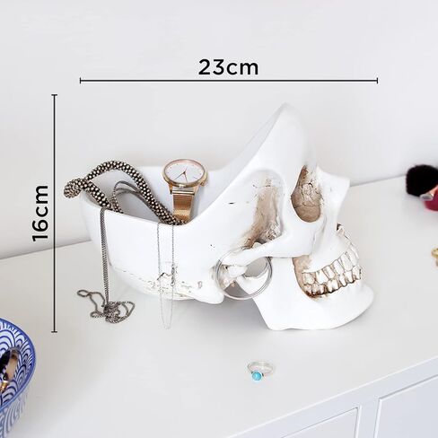 Suck UK Key Gothic Bowl | Skeleton Ring Earring Holder Skull Desktop Organizer & Goth Decor Jewelry Dish, White in Kuwait