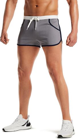 TSLA 1 or 2 Pack Men's Bodybuilding Workout Gym Shorts, Athletic Sports Running Shorts, Casual Short Pants with Pockets in Saudi Arabia