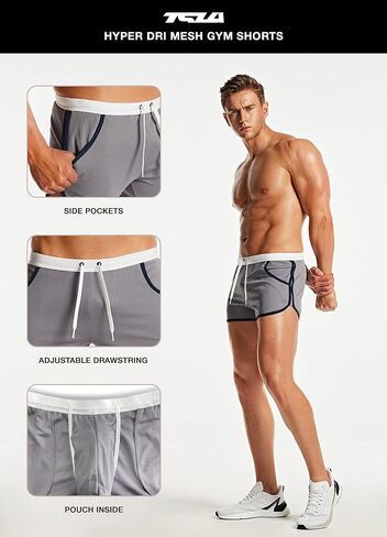 TSLA 1 or 2 Pack Men's Bodybuilding Workout Gym Shorts, Athletic Sports Running Shorts, Casual Short Pants with Pockets in Saudi Arabia