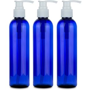 BRIGHTFROM Empty Lotion Pump Bottles, 8 Oz BPA-Free Refillable Plastic Containers, PETE1 Cobalt-Blue, Great for - Soap, Shampoo, Lotions, Liquid Body Soap, Creams and Massage Oil's (Pack of 3)