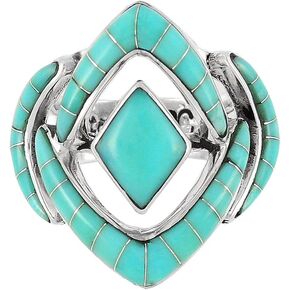 Turquoise Ring in Sterling Silver 925 & Genuine Turquoise (Choose Color)