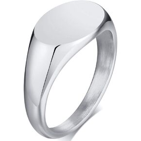 Jude Jewelers Stainless Steel Classical Simple Plain Oval Shape Signet Style Pinky Wedding Statement Promise Anniversary Ring in Kuwait