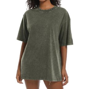 Tuislay Oversized Tshirt Shirts for Women Vintage Acid Wash T Shirt Cotton Casual Baggy Boyfriend Teens Basic Grunge Tees Top