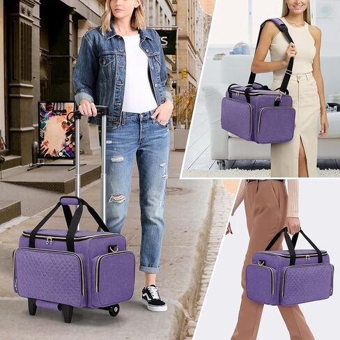 BAFASO Rolling Makeup Case with 3 Removable Cases and 1 Makeup Brush Holder Bag, Multifunctional Makeup Bag with Detachable Dolly (Patented Design), Purple in Kuwait