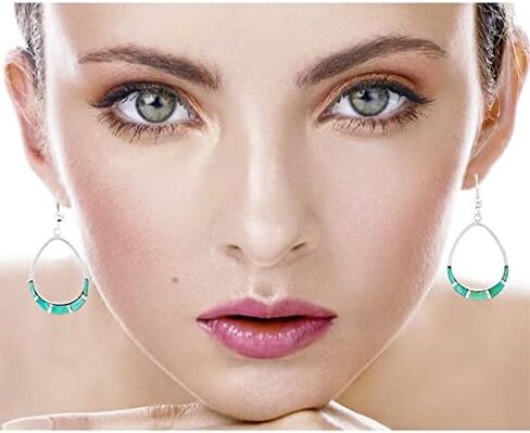 Turquoise Earrings 925 Sterling Silver & Genuine Turquoise (Turquoise) in Saudi Arabia