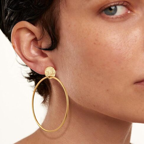 CUFELMU أقراط ذهبية مميزة على شكل دائرة كبيرة متدلية على شكل قطرة هدايا مجوهرات أنيقة للنساء in Kuwait