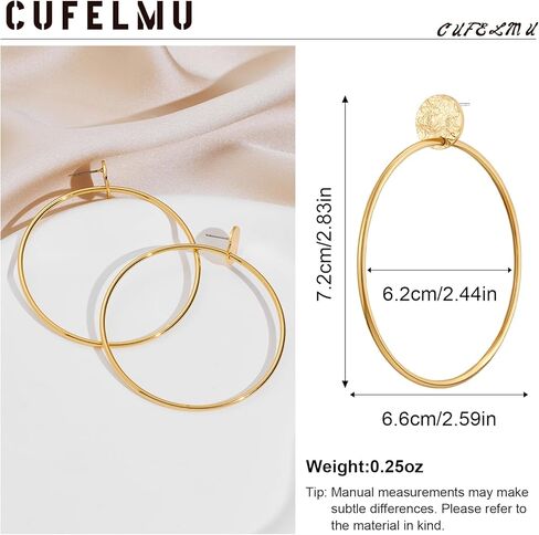 CUFELMU أقراط ذهبية مميزة على شكل دائرة كبيرة متدلية على شكل قطرة هدايا مجوهرات أنيقة للنساء in Kuwait