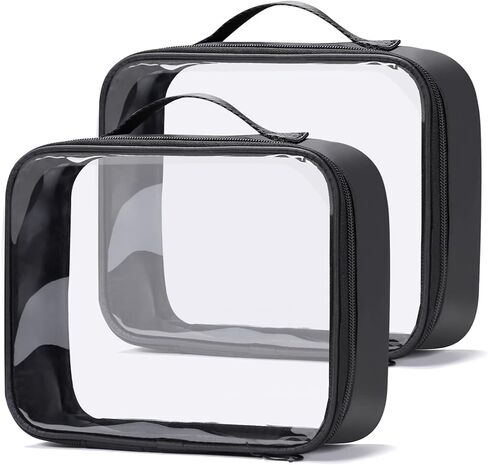 حقيبة مكياج شفافة من Sightor، قطعتان من حقيبة أدوات الزينة المعتمدة من إدارة أمن المواصلات الأمريكية للسفر الجوي وحقيبة مستحضرات التجميل بحجم ربع حقيبة أدوات زينة للسفر من PVC للنساء والرجال in Kuwait