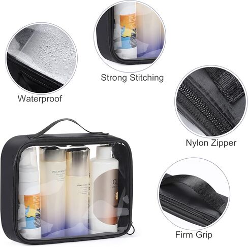 حقيبة مكياج شفافة من Sightor، قطعتان من حقيبة أدوات الزينة المعتمدة من إدارة أمن المواصلات الأمريكية للسفر الجوي وحقيبة مستحضرات التجميل بحجم ربع حقيبة أدوات زينة للسفر من PVC للنساء والرجال in Kuwait