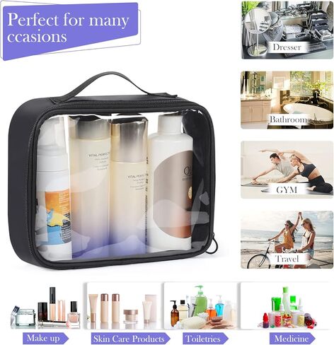 حقيبة مكياج شفافة من Sightor، قطعتان من حقيبة أدوات الزينة المعتمدة من إدارة أمن المواصلات الأمريكية للسفر الجوي وحقيبة مستحضرات التجميل بحجم ربع حقيبة أدوات زينة للسفر من PVC للنساء والرجال in Kuwait
