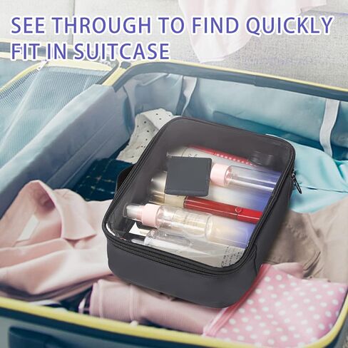حقيبة مكياج شفافة من Sightor، قطعتان من حقيبة أدوات الزينة المعتمدة من إدارة أمن المواصلات الأمريكية للسفر الجوي وحقيبة مستحضرات التجميل بحجم ربع حقيبة أدوات زينة للسفر من PVC للنساء والرجال in Kuwait