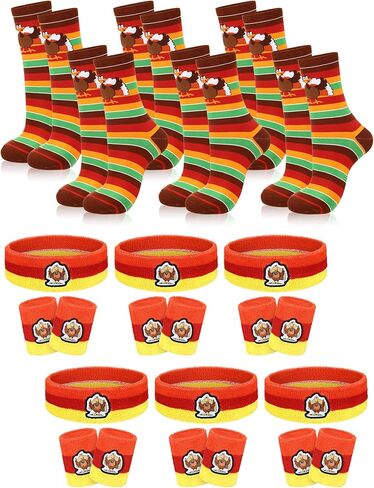 Liitrsh 6 Sets Turkey Trot Running Socks with Thanksgiving Turkey Headband Sets Thanksgiving Running Socks for Men Women in Saudi Arabia