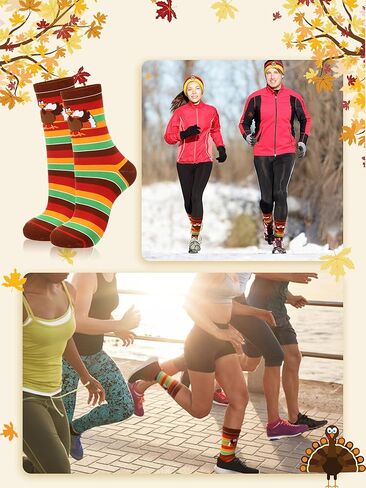 Liitrsh 6 Sets Turkey Trot Running Socks with Thanksgiving Turkey Headband Sets Thanksgiving Running Socks for Men Women in Saudi Arabia