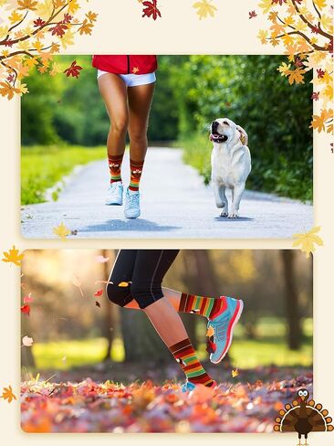 Liitrsh 6 Sets Turkey Trot Running Socks with Thanksgiving Turkey Headband Sets Thanksgiving Running Socks for Men Women in Saudi Arabia