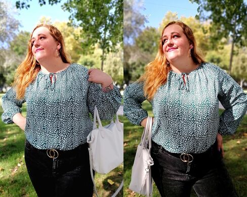 CARCOS Womens Plus Size Floral Blouses Long/Short Sleeve Boho Tops V Neck Chiffon Shirts Drawstring Business Tunics XL-5XL in Saudi Arabia