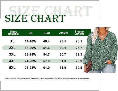 CARCOS Womens Plus Size Floral Blouses Long/Short Sleeve Boho Tops V Neck Chiffon Shirts Drawstring Business Tunics XL-5XL in Saudi Arabia