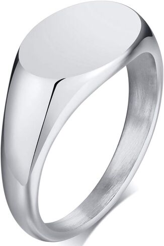 Jude Jewelers Stainless Steel Classical Simple Plain Oval Shape Signet Style Pinky Wedding Statement Promise Anniversary Ring in Kuwait