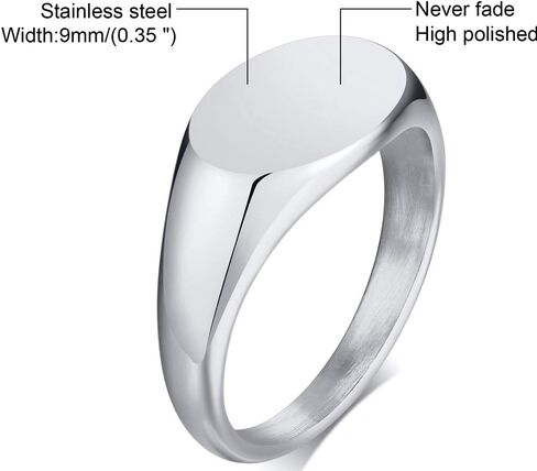 Jude Jewelers Stainless Steel Classical Simple Plain Oval Shape Signet Style Pinky Wedding Statement Promise Anniversary Ring in Kuwait