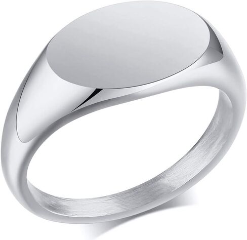 Jude Jewelers Stainless Steel Classical Simple Plain Oval Shape Signet Style Pinky Wedding Statement Promise Anniversary Ring in Kuwait
