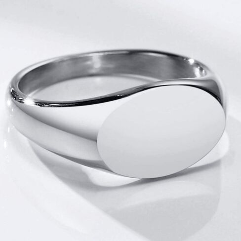 Jude Jewelers Stainless Steel Classical Simple Plain Oval Shape Signet Style Pinky Wedding Statement Promise Anniversary Ring in Kuwait