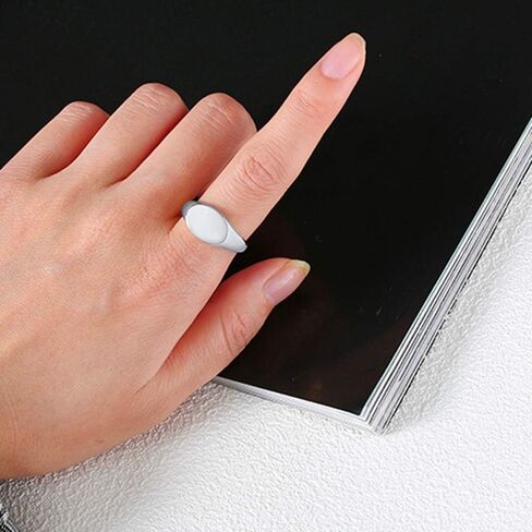 Jude Jewelers Stainless Steel Classical Simple Plain Oval Shape Signet Style Pinky Wedding Statement Promise Anniversary Ring in Kuwait