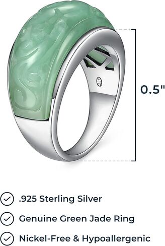 MORGAN & PAIGE .925 Sterling Silver Genuine Green Jade Carved Floral Vine Ring in Saudi Arabia